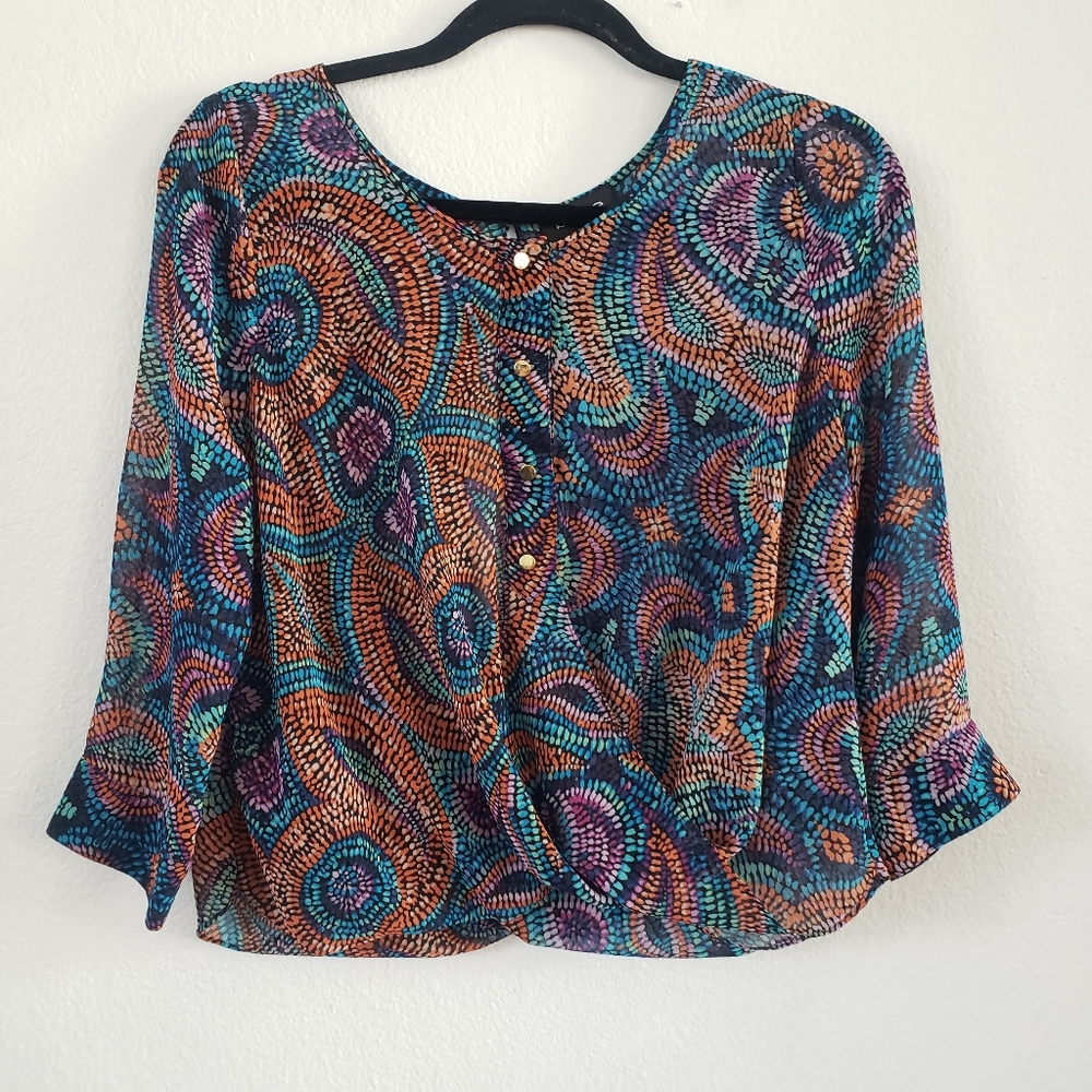 Bebe Top Small Size S Womens 3/4 Sleeve Draped